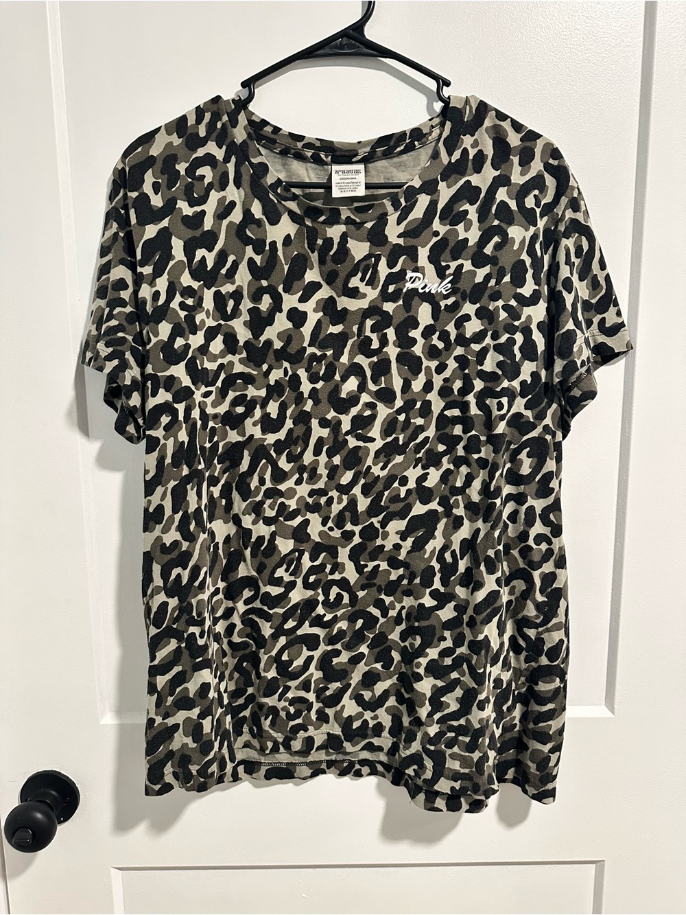 PINK Victoria's Secret Olive and Black Leopard Tee